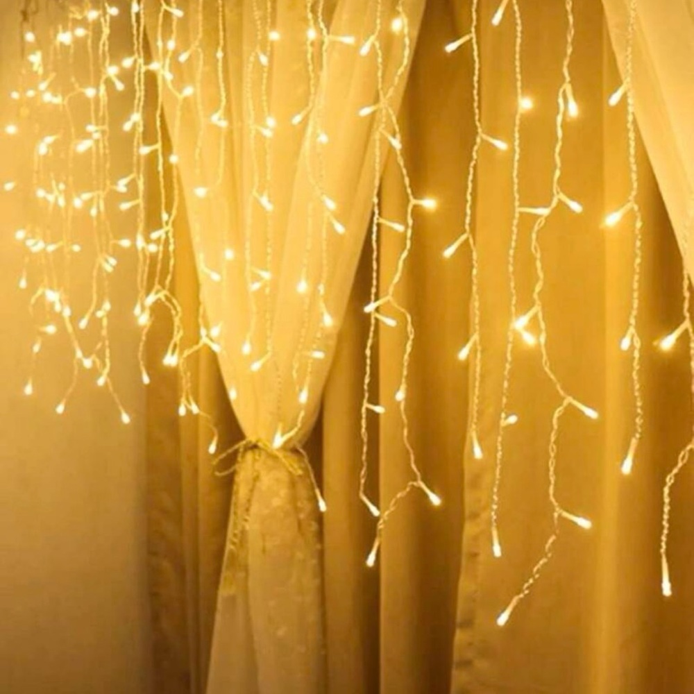 Large 9.8ft Decorative Curtain 96 LED Icicle String Lights USB Power Home Decor